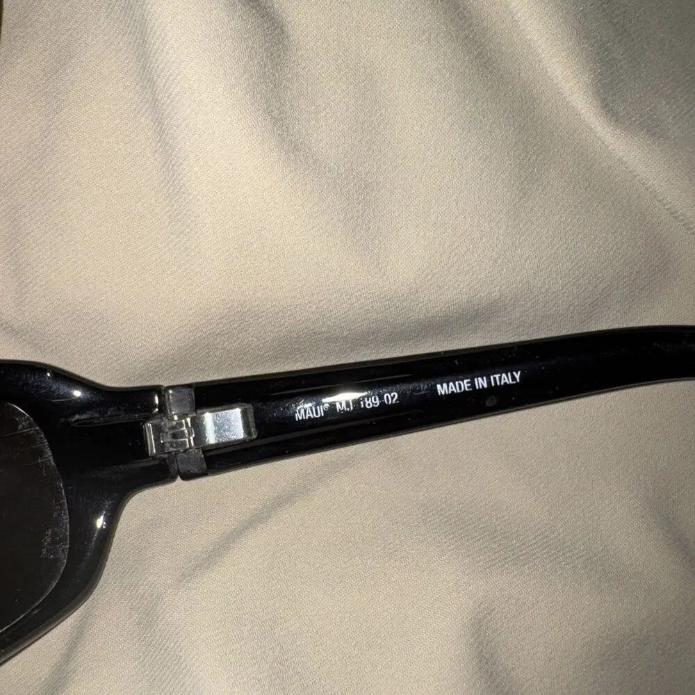Maui Jim Lagoon Sunglasses MJ-189-02 Gloss Black Mens Polarized Wrap Italy Rare
